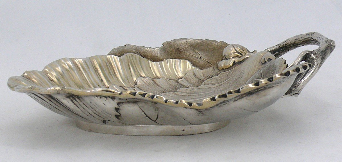 Odiot, Naturalist Leaf-shaped Cup, Sterling Silver Minerva, 1900.-photo-2