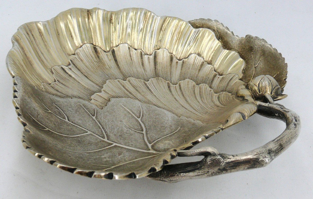 Odiot, Naturalist Leaf-shaped Cup, Sterling Silver Minerva, 1900.-photo-4