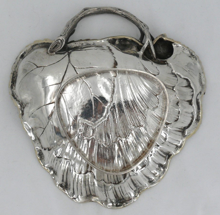 Odiot, Naturalist Leaf-shaped Cup, Sterling Silver Minerva, 1900.-photo-6