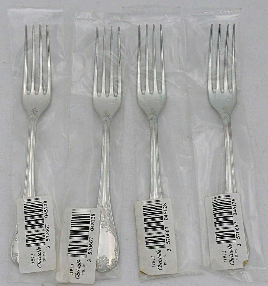 Christofle Argent Massif Marly, 4 Fourchettes à Entremets, Dessert, Neuves, Blisters, 17,2 Cm-photo-2