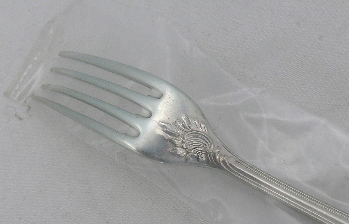 Christofle Argent Massif Marly, 4 Fourchettes à Entremets, Dessert, Neuves, Blisters, 17,2 Cm-photo-1
