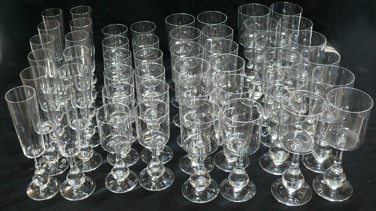 Boris Tabacoff For Baccarat, Service Of 48 Crystal Glasses, José Model.-photo-1