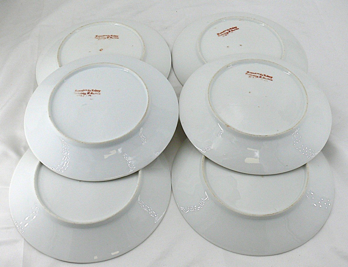 Manufacture De Foëcy, Porcelaine De Paris, 24 Assiettes Fables De Jean De La Fontaine, XIXe.-photo-6