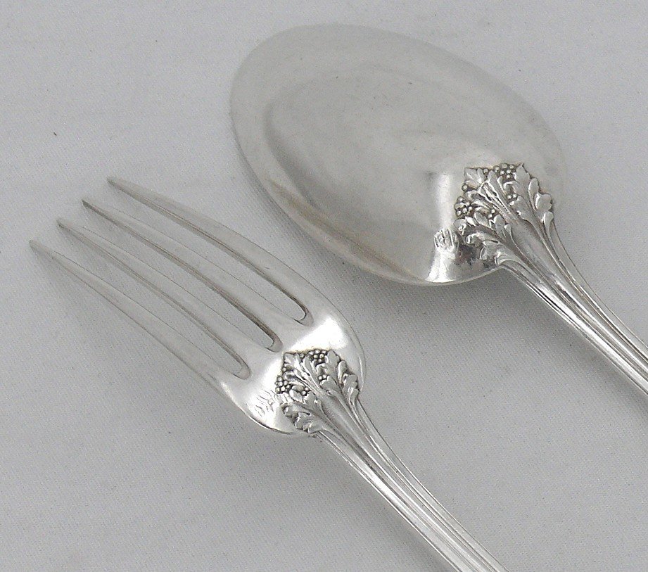 Pierre Queillé, 12 Cutlery Sets For Entremets, Dessert, Solid Silver Minerva, 24 Pieces.-photo-3