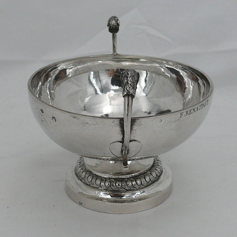 Burgundy Wedding Cup, Old Solid Silver, Feline Head, Edme Meneval.-photo-4
