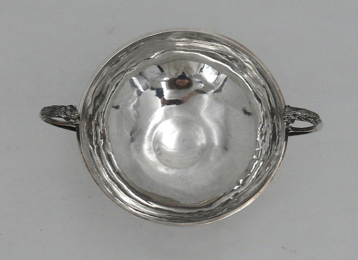 Burgundy Wedding Cup, Old Solid Silver, Feline Head, Edme Meneval.-photo-3
