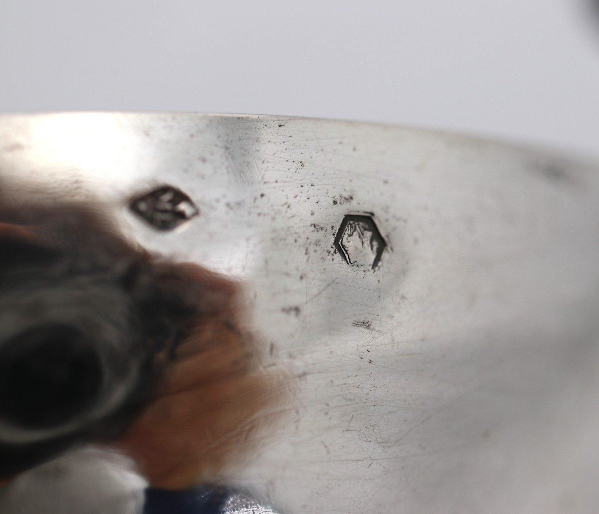 Burgundy Wedding Cup, Old Solid Silver, Feline Head, Edme Meneval.-photo-7