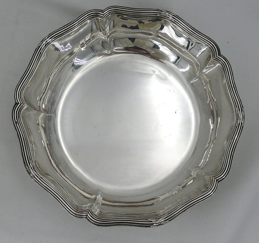 Puiforcat, Solid Silver Minerva Salad Bowl, Ribbons, Coat Of Arms, Excellent Condition.-photo-2