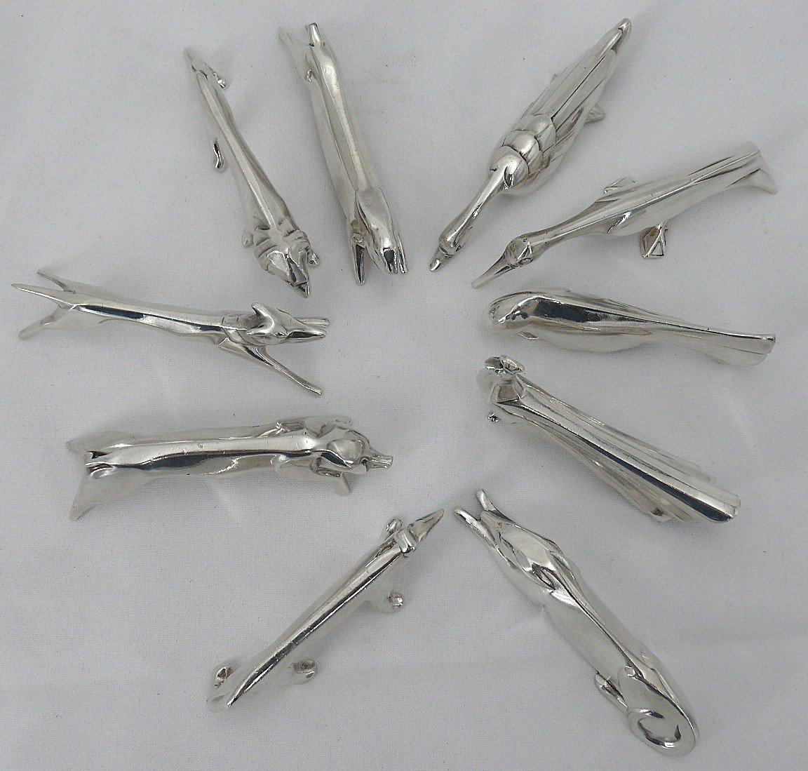 Christofle/gallia, 10 Edouard Marcel Sandoz Animal Knife Rests, Silver-plated Metal.-photo-1