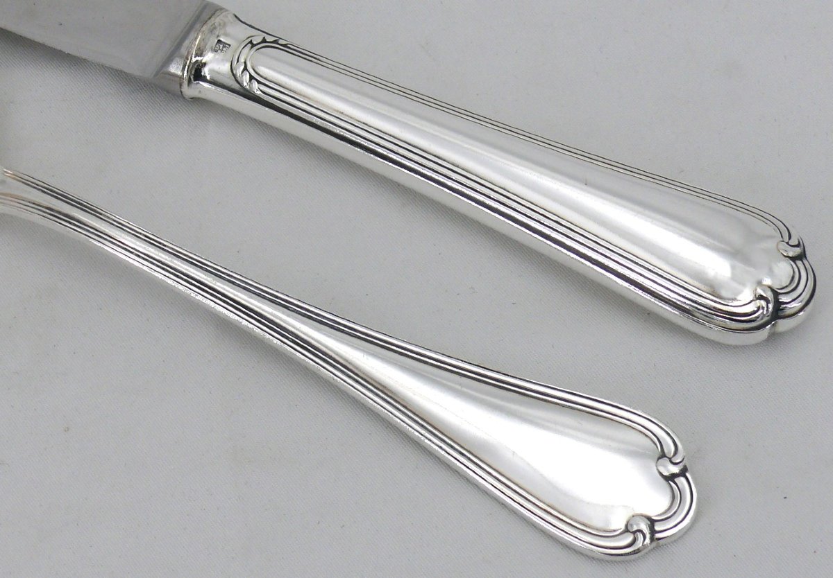 Ercuis Sully Model, 78-piece Silver-plated Metal Cutlery Set, Near New.-photo-4