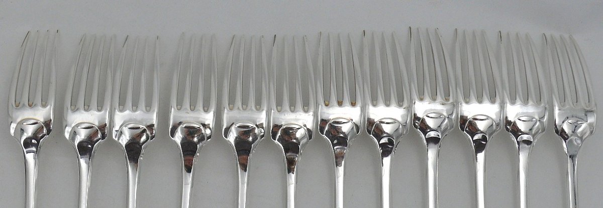 Christofle Modèle Cluny, Ménagère Set 61 Pièces Métal Argenté, Couteaux, Métal Argenté.-photo-8