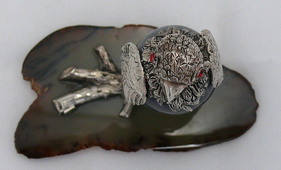 Gerson Bahia, Figurine d'Aigle, Agathe Et Argent Massif, Brésil, Signé.-photo-6