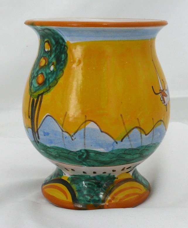 Christian Dior, Vase, Pot à Décor De Cavalier En Majolique Italienne.-photo-2