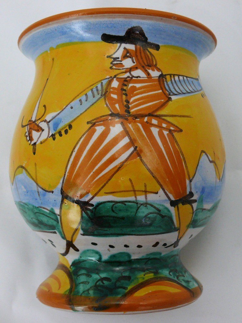 Christian Dior, Vase, Pot à Décor De Cavalier En Majolique Italienne.-photo-7