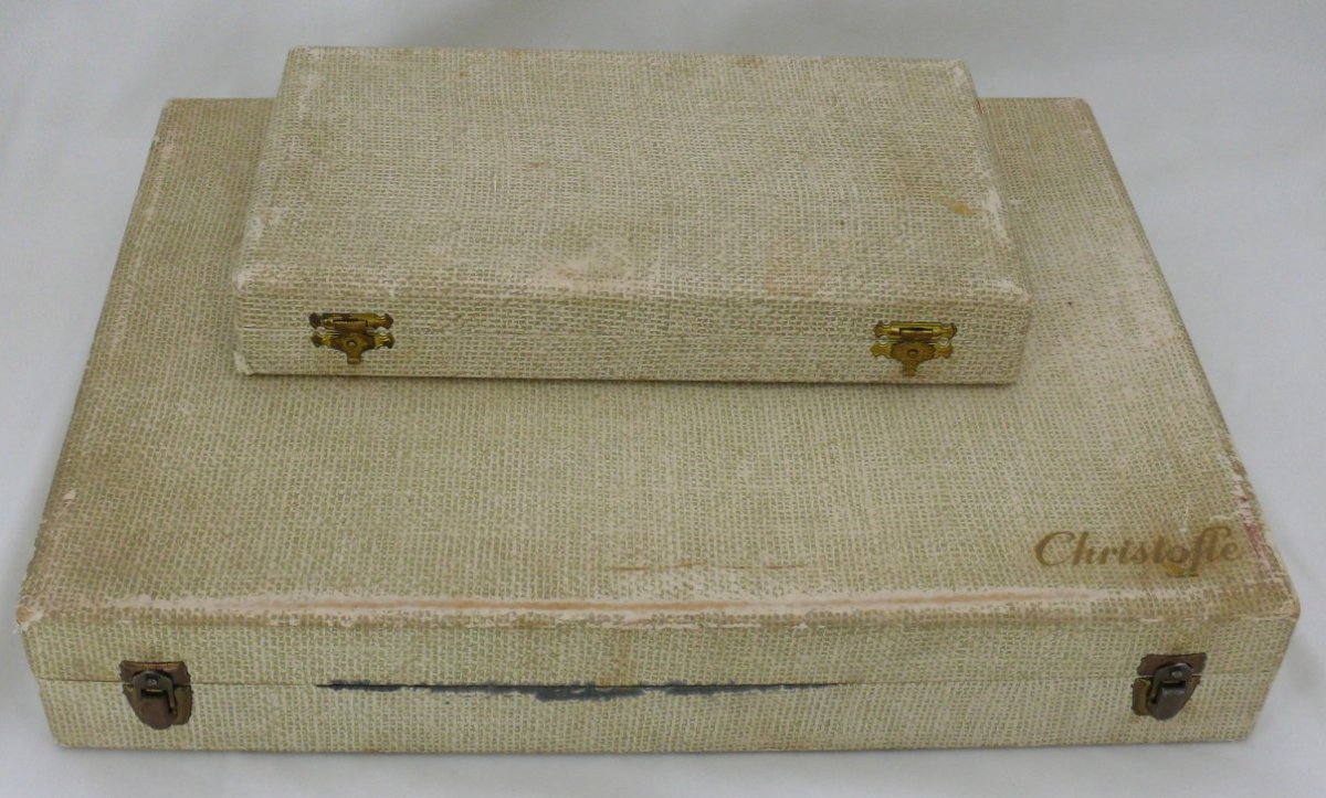 Christofle Modèle Spatours, Ménagère Set 49 Pièces Avec Couteaux, En Métal Argenté.-photo-8