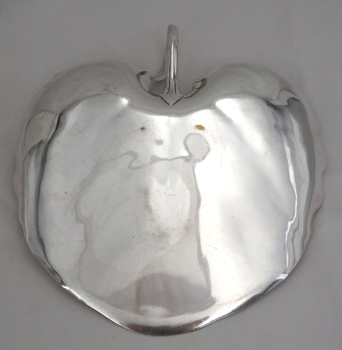 Christofle Leaf Dish, Paulownia Print In Silver Metal, Art Nouveau.-photo-4