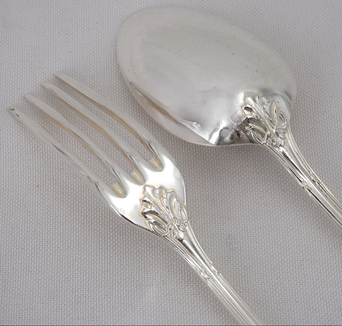 80-piece Silver-plated Cutlery Set In Louis XVI Style, Rubans Model.-photo-4