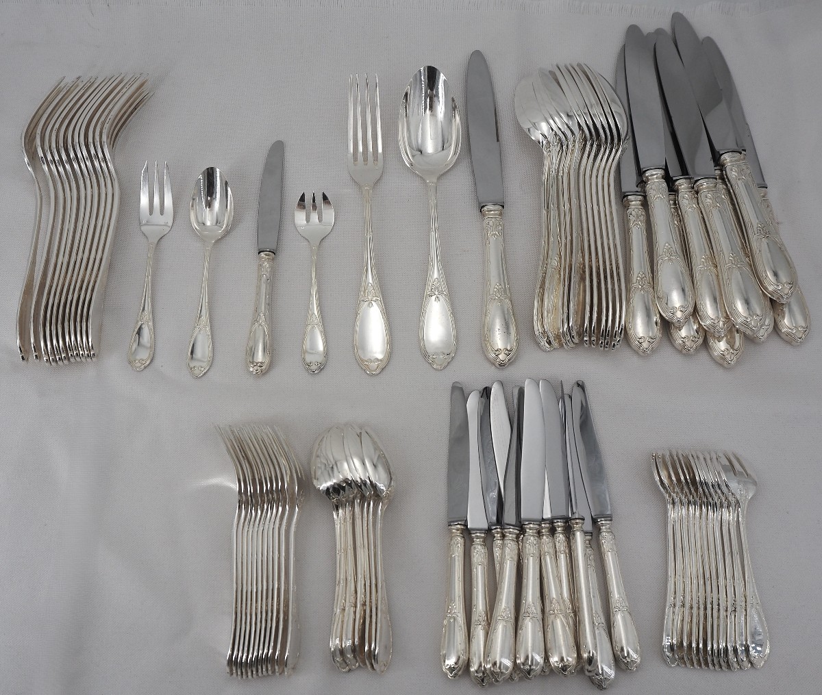 80-piece Silver-plated Cutlery Set In Louis XVI Style, Rubans Model.