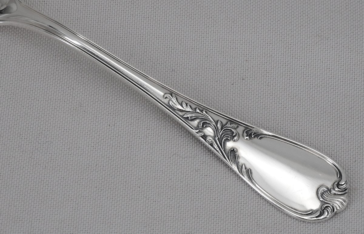 Ercuis modèle Dubarry, du Barry, 12 couverts de table, 24 pièces en métal argenté.-photo-3