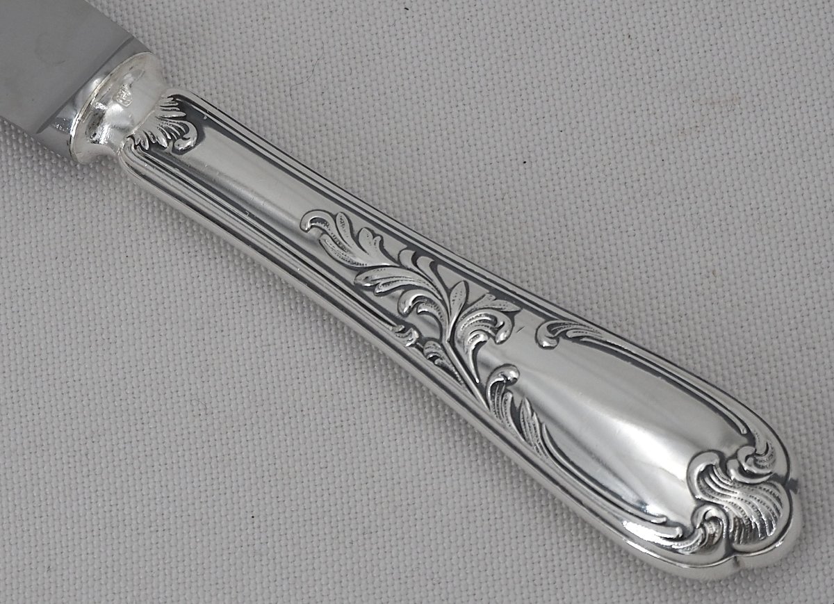 Ercuis Dubarry Model, Du Barry, 12 Table Knives, Silver-plated Metal, Excellent Condition.-photo-4
