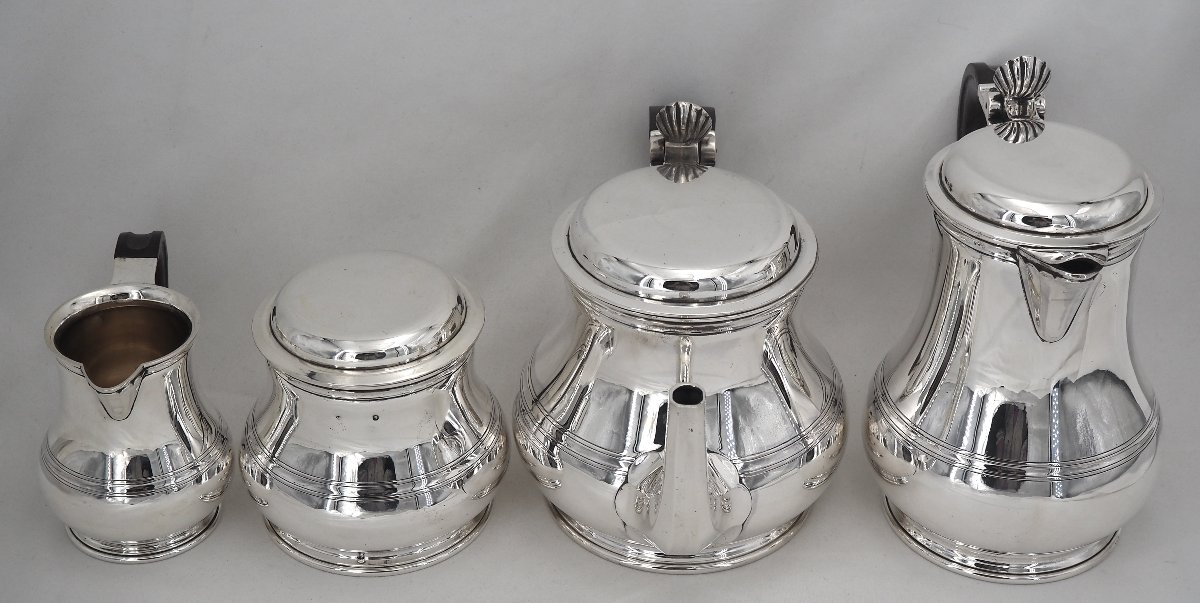 Puiforcat, 4-piece Tea/coffee Set, Solid Minerva Silver, Excellent Condition.-photo-4