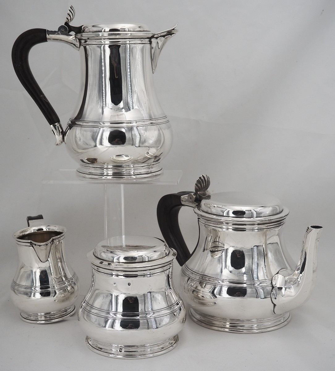 Puiforcat, 4-piece Tea/coffee Set, Solid Minerva Silver, Excellent Condition.