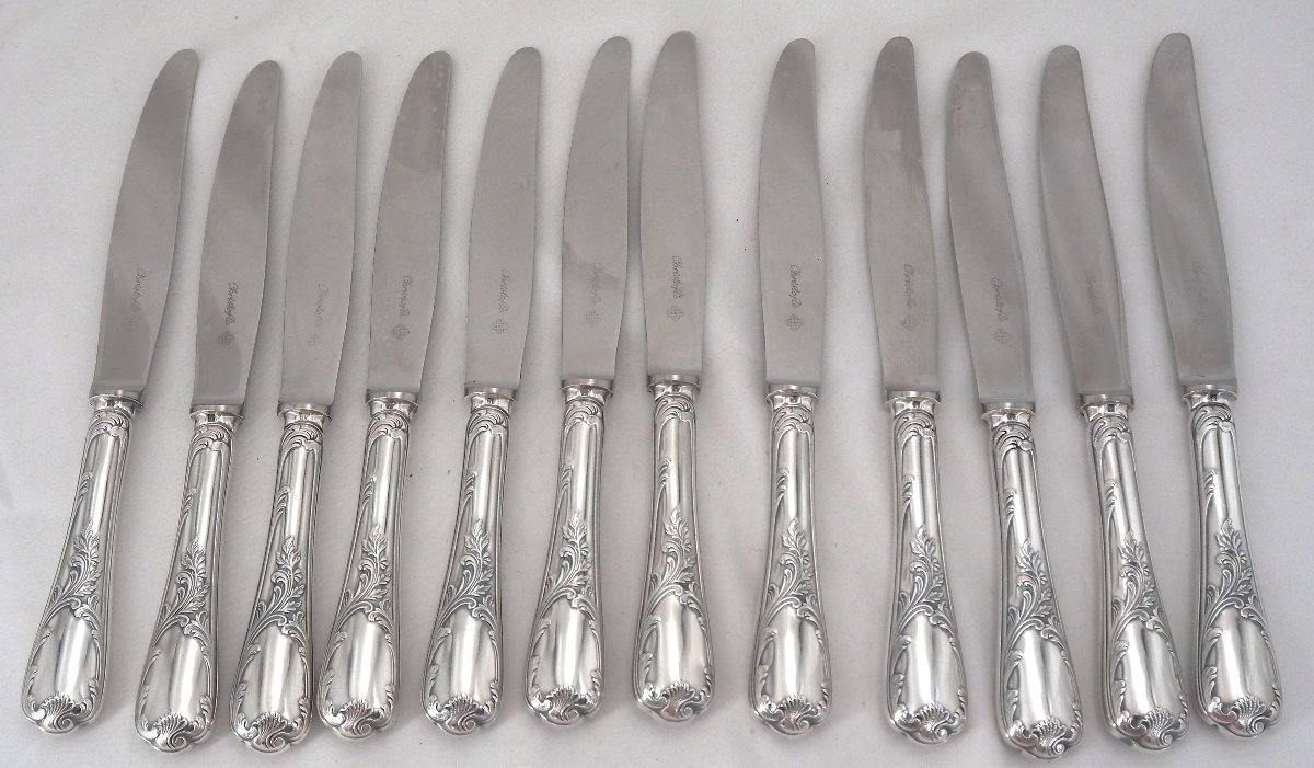 Christofle modèle Marly, ménagère set de 142 pièces, métal argenté, proche du neuf.-photo-1