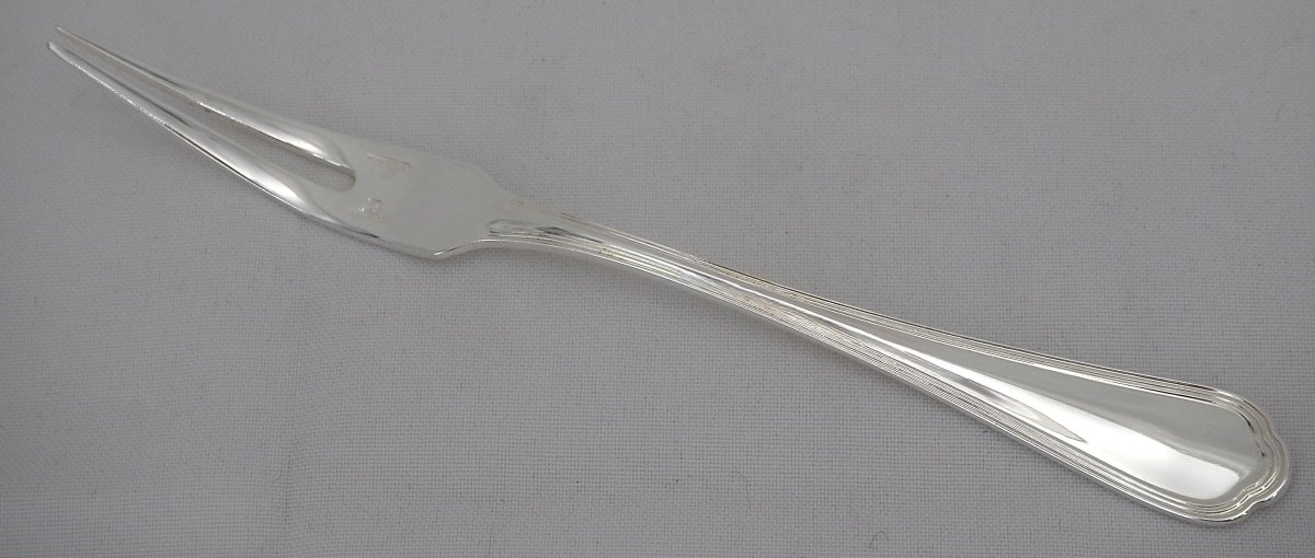 Christofle Spatours Model, 12 Snail And Shellfish Forks, 15.5 Cm, Silver-plated Metal.-photo-3