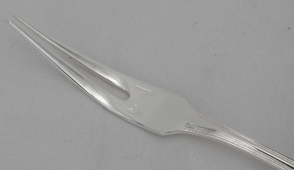 Christofle Spatours Model, 12 Snail And Shellfish Forks, 15.5 Cm, Silver-plated Metal.-photo-1