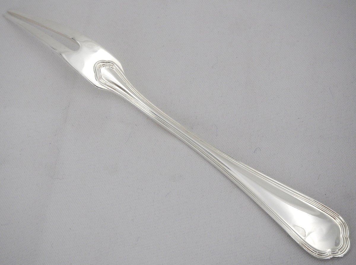 Christofle Spatours Model, 12 Snail And Shellfish Forks, 15.5 Cm, Silver-plated Metal.-photo-2