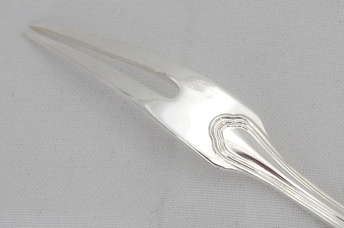 Christofle Spatours Model, 12 Snail And Shellfish Forks, 15.5 Cm, Silver-plated Metal.-photo-3
