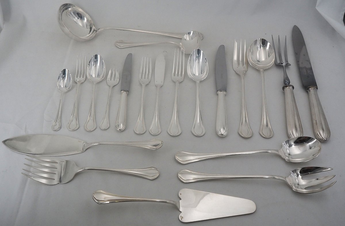 Christofle modèle Printania, ménagère set de 131 pièces métal argenté, excellent état.-photo-3