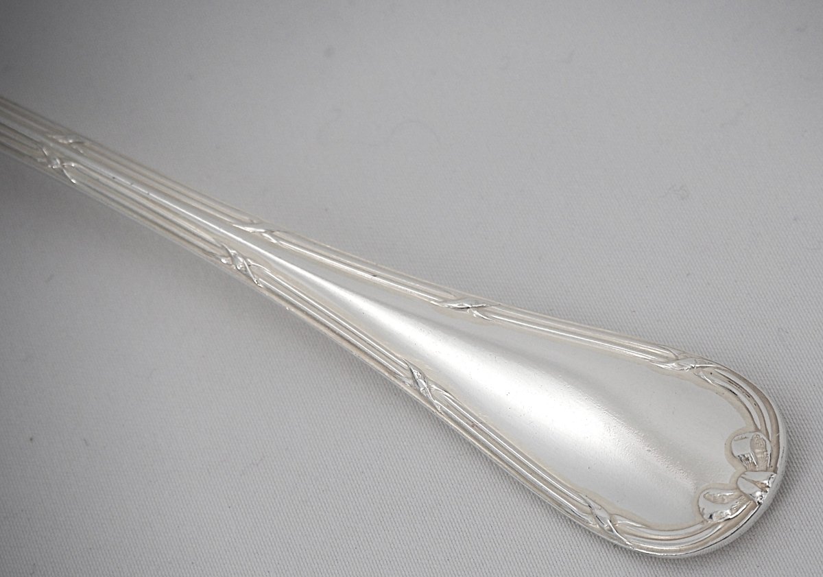 Christofle Rubans Model, 12 Dessert Cutlery Sets, 24 Pieces, Silver-plated Metal, 17 Cm.-photo-4
