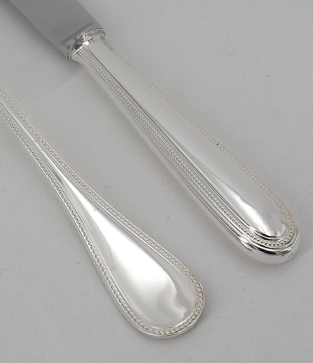 Christofle Perles Model, 49-piece Silver-plated Cutlery Set, Almost New.-photo-4