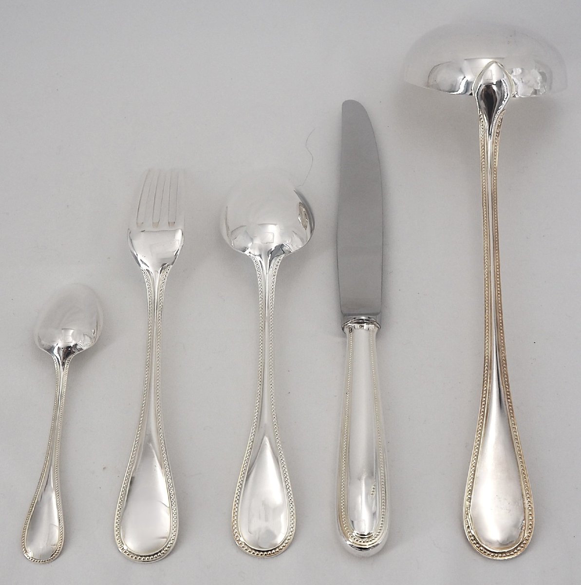 Christofle Perles Model, 49-piece Silver-plated Cutlery Set, Almost New.-photo-4