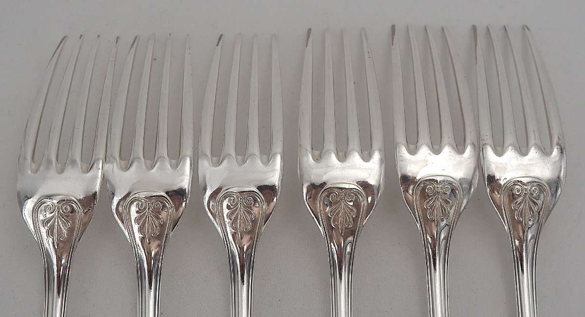 Christofle modèle Malmaison, ménagère set de 32 pièces avec couteaux pour 6 personnes.-photo-8