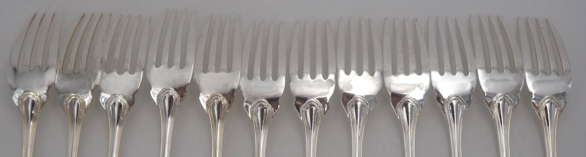 Christofle Spatours Model, 12 Fish Cutlery Sets + 1 Serving Cutlery Set, 26 Pieces.-photo-5