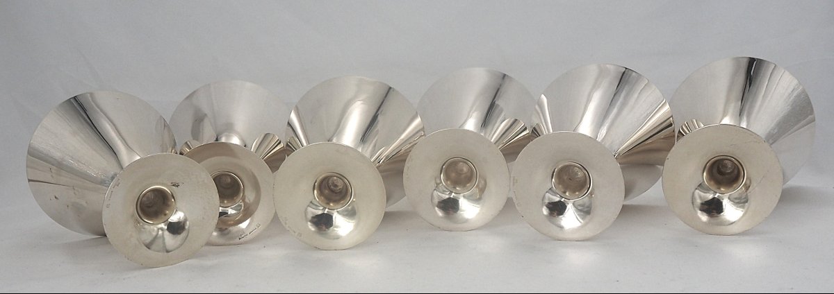 Christofle 6 Silver-plated Ice Cream And Champagne Glasses, In Excellent Condition.-photo-3