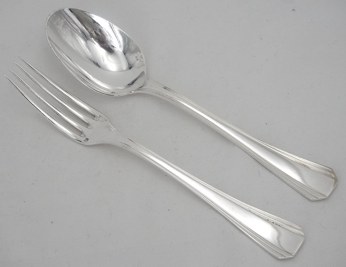 Christofle Boréal Model 12-piece Dessert Cutlery Set, 24-piece Dessert Set, Silver-plated Metal, 18 Cm.-photo-3