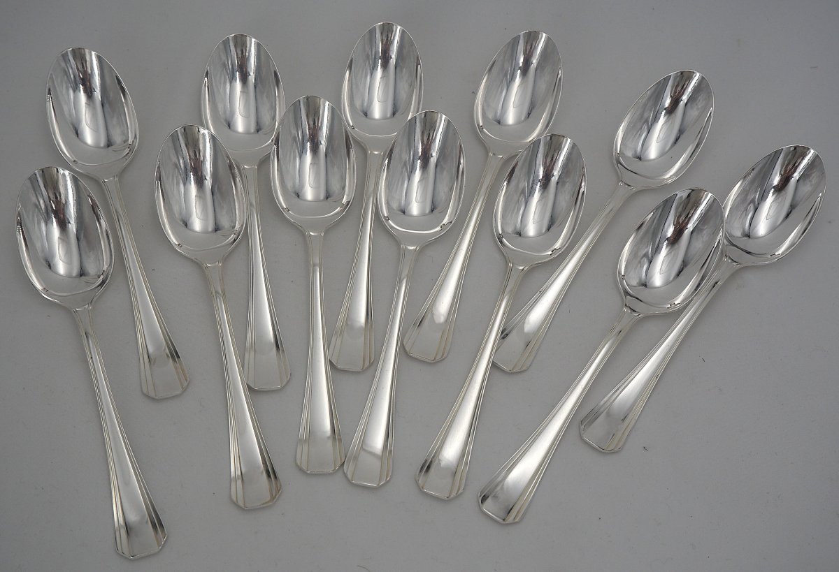 Christofle Boréal Model 12-piece Dessert Cutlery Set, 24-piece Dessert Set, Silver-plated Metal, 18 Cm.-photo-1