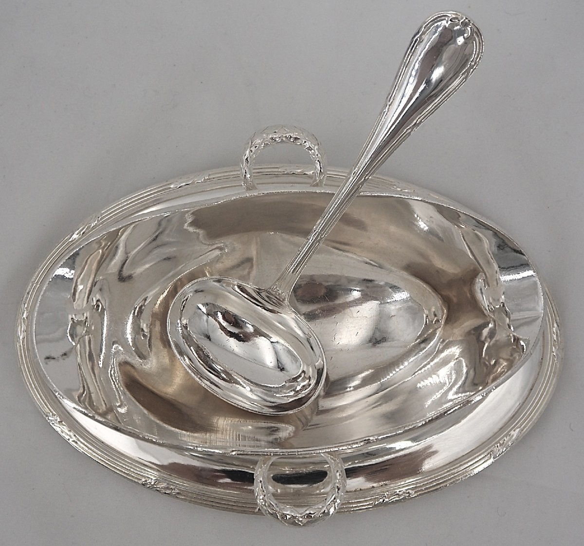 Christofle For The Compagnie Des Messageries Maritimes, Sauce Boat + Spoon, Silver-plated Metal.-photo-5