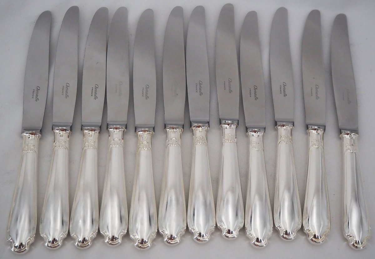 Christofle Pompadour Model, 142-piece Cutlery Set, Silver-plated Metal, Excellent Condition.-photo-1