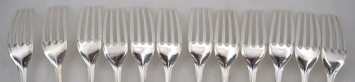 Christofle Pompadour Model, 142-piece Cutlery Set, Silver-plated Metal, Excellent Condition.-photo-3