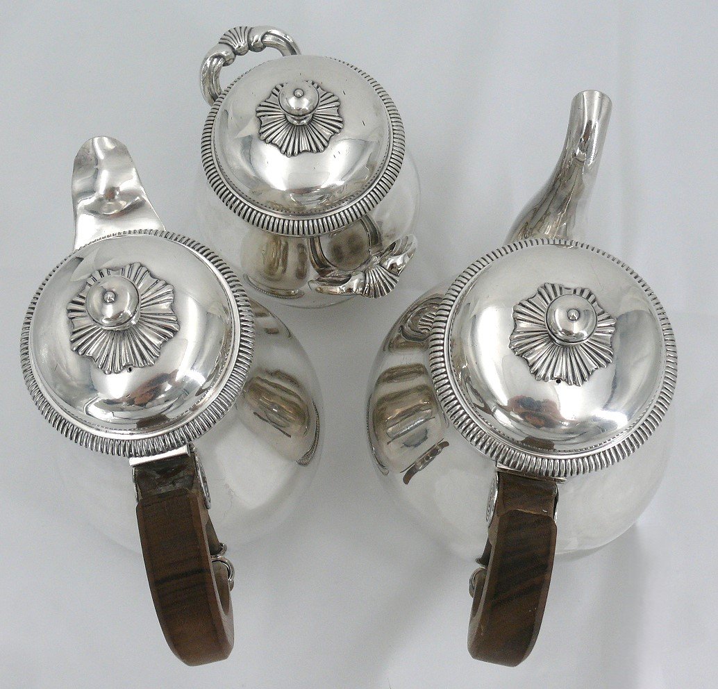 Christofle Lauzun Model, Gadroons, 3-piece Tea/coffee Set In Silver-plated Metal.-photo-1