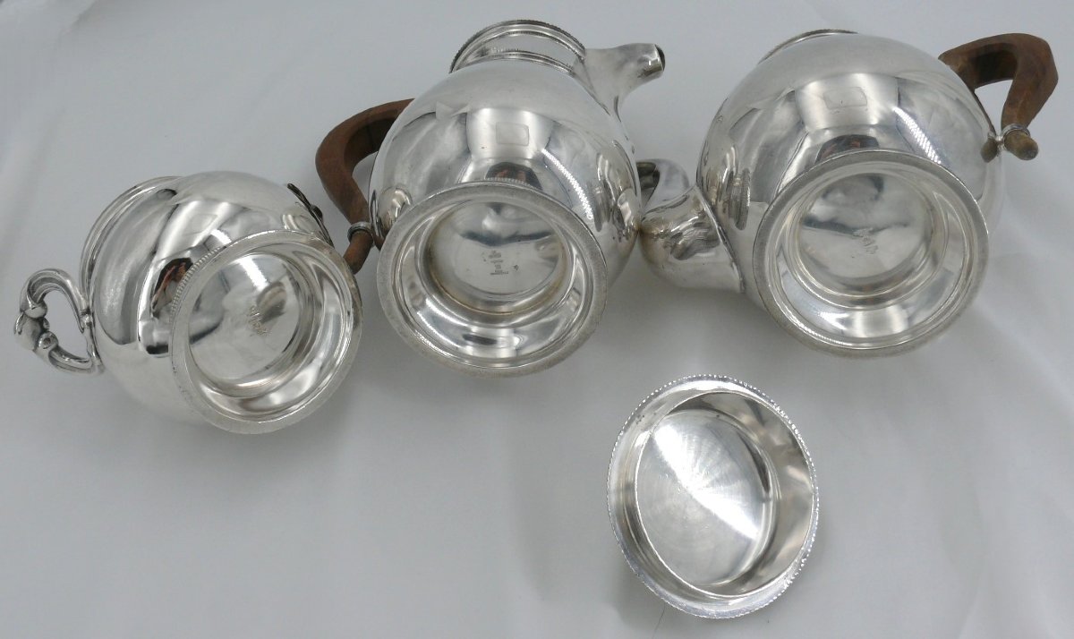 Christofle Lauzun Model, Gadroons, 3-piece Tea/coffee Set In Silver-plated Metal.-photo-3