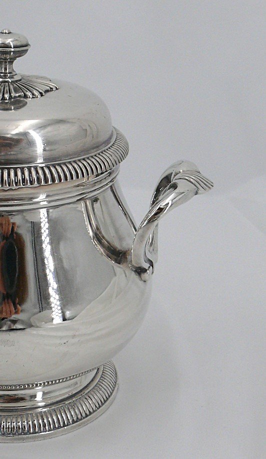 Christofle Lauzun Model, Gadroons, 3-piece Tea/coffee Set In Silver-plated Metal.-photo-4