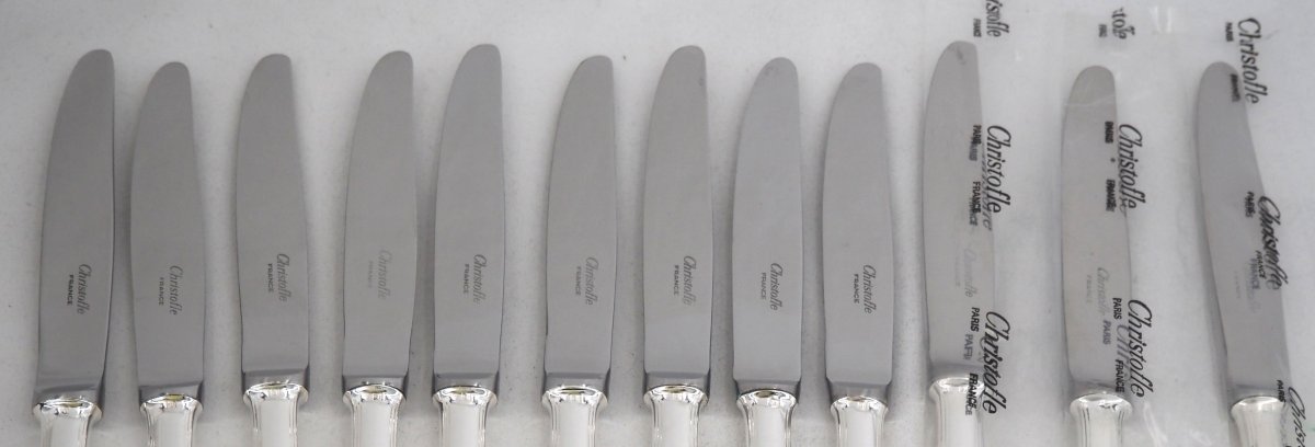 Christofle América Model, Art Deco, 12 Dessert, Cheese And Dessert Knives, Very Good Condition.-photo-3