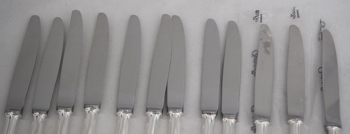 Christofle América Model, Art Deco, 12 Dessert, Cheese And Dessert Knives, Very Good Condition.-photo-4