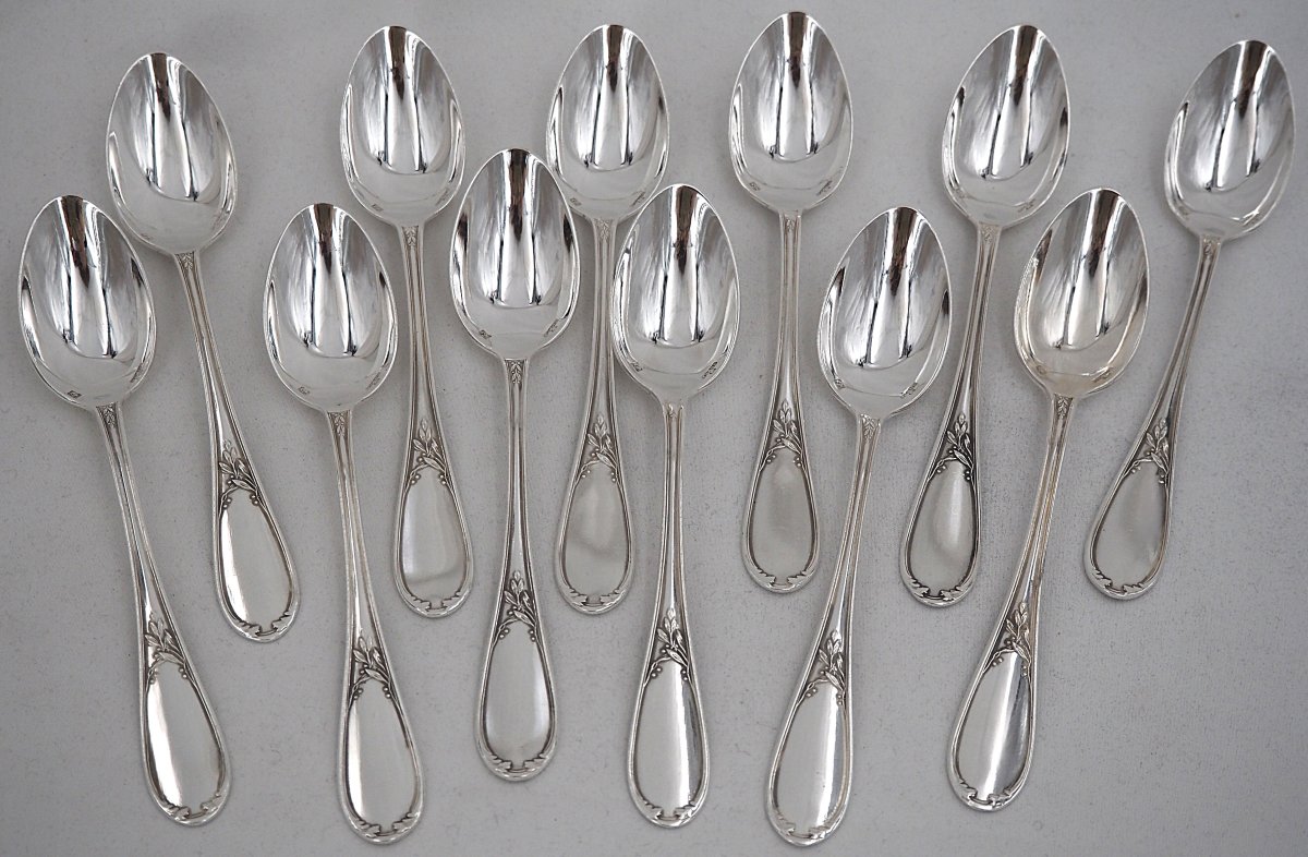 Ercuis modèle Lauriers, ménagère set de 37 pièces en métal argenté, excellent état.-photo-1