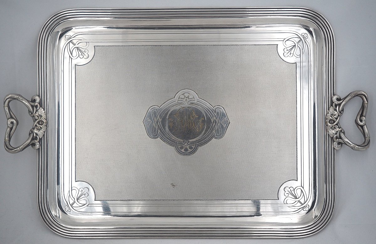 Christofle, Art Nouveau Silver-plated Tray, Very Good Condition.-photo-5